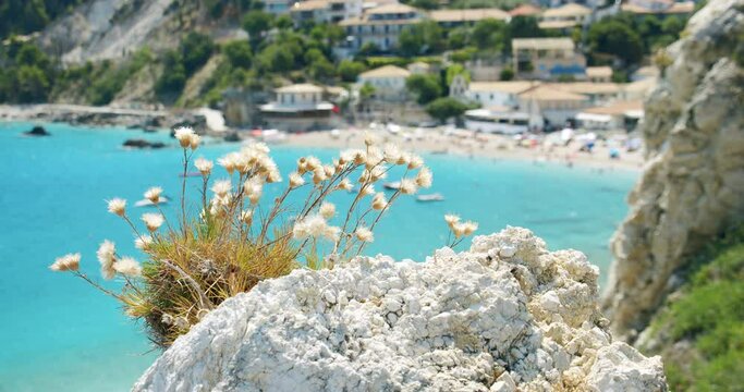 Cute Agios Nikitas village with turquoise water lagoon, Lefkada, Ionian Islands, Greece