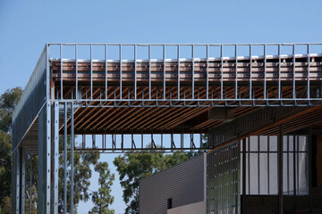 Obraz premium Low angle view of a part of a building under construction
