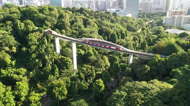 Singapore July 2020 Early morning at Henderson Waves bridge 4k aerial video 
