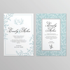 Wedding invitation card with floral ornament. Botanical gold ornament. Vector illustration.