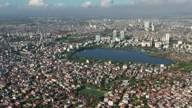 Hai Phong, Vietnam Aug 2020 4k Aerial Video Of Haiphong Skyline Look From Dong Hai In A Sunny Day