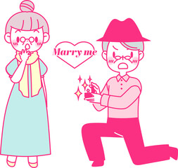 指輪を出してプロポーズをするカップル