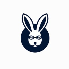 rabbit geek icon logo design