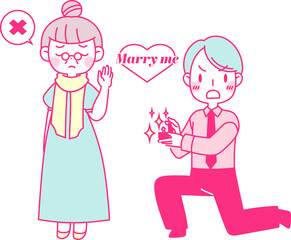 指輪を出してプロポーズをするカップル