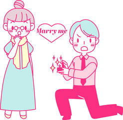 指輪を出してプロポーズをするカップル