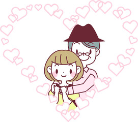 後ろからハグする年の差カップル