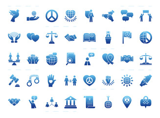 icon set of human rights, gradient style