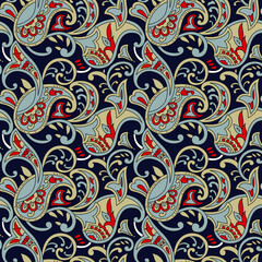 traditional Indian paisley pattern on navy   background