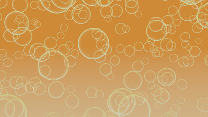Bubbles are dispersing in orange liquid (3D Rendering)
