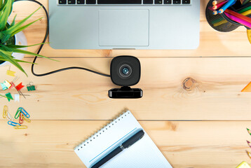 Webcam on the school Desk for online distance learning