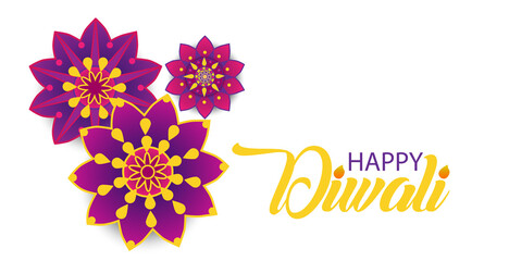 Happy Diwali Hindu festival banner vector. Festival of Lights.