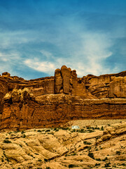 RV, driving through the Arches National Park, UT, USA