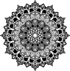 Circular pattern in form of mandala for Henna, Mehndi, tattoo, decoration. Decorative ornament in ethnic oriental style. Coloring book page.