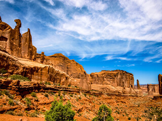 Naklejka premium Breathtaking scenery of red rocks inside the Arches National Park, UT, USA