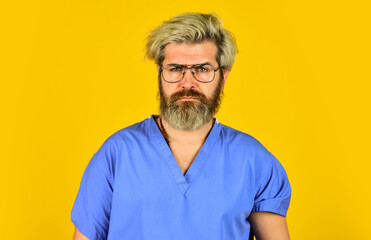 Obraz premium skilled and successful doctor in medical uniform. work at hospital. best quality for you. medicine is my passion. healthcare professionals. Healthcare and Medical concept