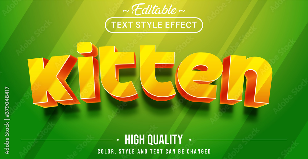 Poster Editable text style effect - Kitten theme style.