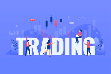 Stock trading illustration concept. This design can be used for websites, landing pages, UI, mobile applications, posters, banners