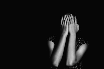 Fototapeta premium stop violence against Women and rape, sexual abuse, domestic violence rape international women's day, black and white image
