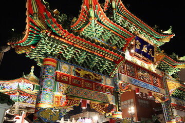 横濱媽祖廟(よこはままそびょう)の夜景・横浜中華街