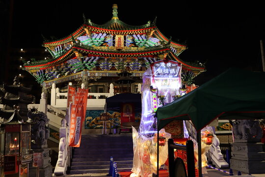横濱媽祖廟(よこはままそびょう)の夜景・横浜中華街