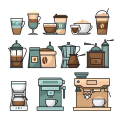 Coffee infographic. Coffee icon set. Flat style, vector illustration.