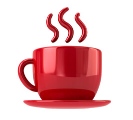 Red steaming cup icon 3d illustration
