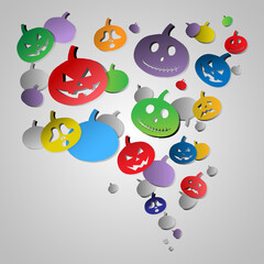 Various pumpkin face vector icon for Halloween Party Banner.