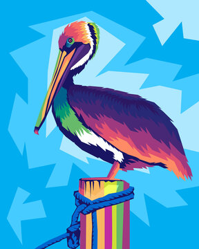 pelican in style wpap pop art beautiful bird