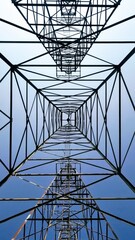 Oil derricks in Kilgore Texas from below.