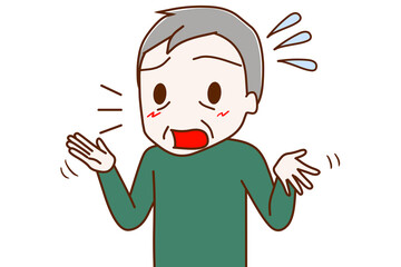 一生懸命説明する高齢の男性