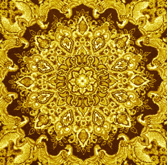  Gold fabric pattern abstract background with texture.
