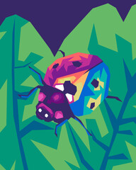 ladybird on a leaf style pop art