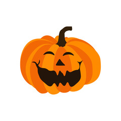 Halloween spooky face orange pumpkin vector illustration