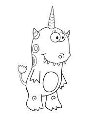 Cute Monster Coloring Book Page Vector Illustration Art