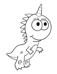 Cute Cartoon Monster Dinosaur Coloring Book Page Vector Illustration Art
