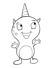 Cute Monster Coloring Page Vector Illustration Art