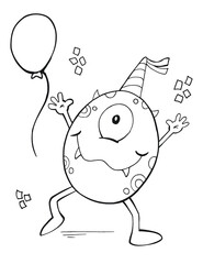 Cute Birthday Party Monster Vector Illustration Art