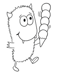 Cute Monster with ice cream Vector Illustration Art