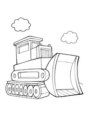 Poster Schattige Bulldozer Bouwvoertuig Vector Illustratie Art © Blue Foliage