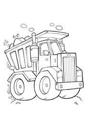 Papier Peint photo autocollant Dessin animé Illustration vectorielle de mignon camion à benne basculante difficile