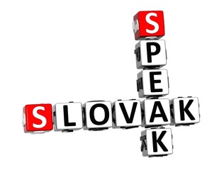 Slovak Speak Learn. White and Red 3D Crossword Puzzle.