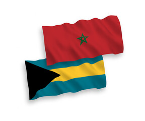 Flags of Commonwealth of The Bahamas and Morocco on a white background