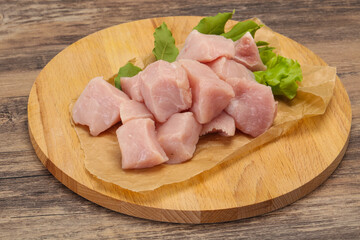 Raw fresh pork meat cube