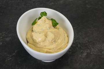 Hummus snack with olive oil