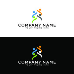 Colorful Abstract People Fitness Gym Training Logo Design Illustration