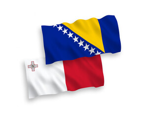 Flags of Malta and Bosnia and Herzegovina on a white background
