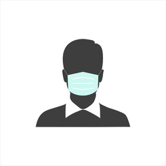 face mask, flu mask icon man EPS10