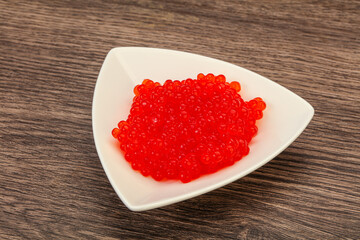 Red salmon caviar in the bowl