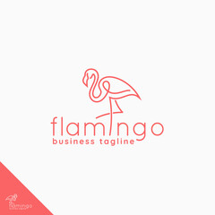 Flamingo logo with simple Line Art style concept