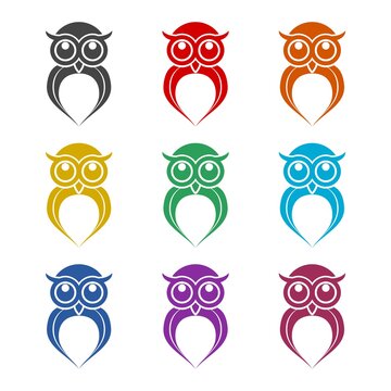 Simple Owl icon, color set